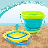 cheap Beach &amp; Outdoor Toys-3 Packs Foldable Pail Bucket 2L Silicone Collapsible Easter Buckets for Kids Multi Purpose for Fun Summer Activities Camping Gear Beach Essentials