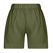 economico Pantaloncini in lino di cotone-Per donna Pantaloncini in cotone e lino Shorts Pantaloni Eleganti Casual Corto Naturale Semplice Tasca Elastico in vita Comodo All&#039;aperto Quotidiano Ferie Vinaccia Grigio Nero Bianco Estate