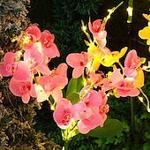 abordables Éclairage paysager-Lot de 2 lampes solaires d&#039;extérieur étanches en forme de fleurs, luminaire décoratif d&#039;extérieur, idéal pour un jardin, une terrasse, une cour, un sentier ou des vacances