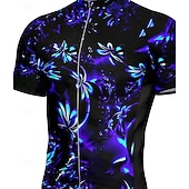 economico Maglie da uomo-Per uomo Maglia da Ciclismo Grafico Piante Motivo Floreale Manica Corta Bicicletta Maglietta Top con 3 tasche posteriori Resistente ai Raggi UV Asciugatura Rapida Cerniera Frontale Strisce Riflettenti