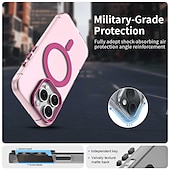 billige iPhone-etuier-Magnetisk adsorpsjonsdeksel AirTag iPhone 16/15/14/13/12 Pro Max Plus PC Metall sjokkbeskyttende bakdeksel med trådløs lading og kamerabeskyttelse