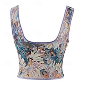 voordelige Korset-Rococo Overbuste korset Gemaskerd Bal Hoog korset Cosplay Jacquard Buikcontrole Push-up Jacquard Kostuum Dames Koninklijk Maskerade Feest Carnaval van Venetië Volwassenen Korset