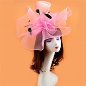 abordables Fascinateurs-Coiffe Tulle Chapeau Fedora Mariage Anniversaire Soirée Fête du thé Course de Chevaux Élégant ancien Mignon Avec Plume Casque Couvre-chef