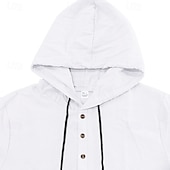 preiswerte Baumwoll-Leinenhemd-Herren Hemd Leinenhemd Popover-Hemd Freizeithemd Baumwollhemd Einfach Urlaub Straße Schwarz Weiß Gelb Marineblau Kurzarm Mit Kapuze Sommer Bekleidung Button-Down
