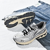 Χαμηλού Κόστους Ανδρικά Sneakers-ανδρικά αθλητικά παπούτσια τρεξίματος λευκά και πορτοκαλί με ελαφρύ πλέγμα – ευέλικτα αθλητικά παπούτσια για μπάσκετ και καθημερινή χρήση
