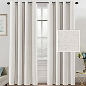 olcso Függönyök és drapériák-Linen tiszta fehér függöny kevert függöny panel készlet blackout len függönyök hálószobába 2 paneles szett 52x84 hüvelyk