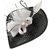 billige Bryllupshodeplagg-Hodeplagg Fjær Sinamay Bryllup Aftenselskap Elegant Bryllup Med Fjær Hodeplagg Hodeplagg