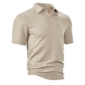 cheap Men&#039;s Classic Polo-Men&#039;s Golf Shirt Golf Polos Shirts Work Casual Lapel Short Sleeve Basic Modern Plain Jacquard Summer Regular Fit Black White Blue Khaki Golf Shirt