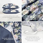 billiga 100% bomull-Blommor Duvet Set 100% Bomull Mjuk och Andningsbar Sängkläder Med Färgglada Blommor Lätt och Hållbar Täcke Bekväm för Alla Säsonger Lätt att Ta Hand Om