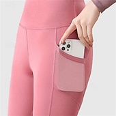 economico Leggings e collant da yoga-Per donna Pantaloni da yoga Leggings da yoga con Tasca per Telefono Sollevamento glutei Controllo addominale Vita Alta Pilates Allenamento in Palestra Allenamento Collant Tinta unica Nero Rosa Rosso