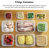 cheap Kitchen Storage-17PCS Food Container Fridge Bins, Leakproof Food Grade Plastic Various Sizes with Lid for Leftover Meals