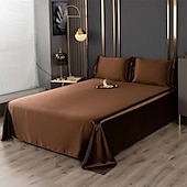 abordables Parures de draps-Drap en soie glacée Pièce unique Drap de satin Drap de soie cool Housse de coussin Ensemble de trois pièces