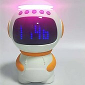رخيصةأون مكبرات الصوت-ساعة موسيقية رائد فضاء LED ضوء ليلي مكبر صوت بلوتوث مع منبه فتحة بطاقة TF لعبة زينة لغرفة الأطفال