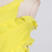 cheap YELLOW-Mermaid / Trumpet Yellow Dresses Ruffle Dress Semi Formal Wedding Guest Dress Asymmetrical Sleeveless One Shoulder with Slit