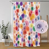 preiswerte Duschvorhänge-Duschvorhang mit Haken 200 cm hoch duschvorhang waschbar Polyester wasserdicht Muster Badezimmer Badewannen Deko Blumen Abstrakt