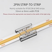 cheap LED Accessories-COB LED Strip Connectors 8mm 10mm 2 Pin COB LED Strip Connectors 10PCS 20PCS I-Shaped L-Shaped Board to Board Corner Connectors Transparent and Gapless LED Tape Light Connectors Suitable for DIY COB
