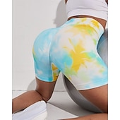 cheap Yoga Shorts &amp; Bikers-Women&#039;s Yoga Shorts Elastic Waistband Tummy Control Butt Lift Lightweight High Waist Yoga Gym Workout Pilates Shorts Blue Green Sports Activewear Stretchy Slim