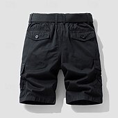 baratos Clássico-Homens Bermuda Cargo Calção Shorts de verão Cintura elástica Bolso multi Bolso com aba Tecido Conforto Vestível Comprimento do joelho Ao ar livre Esporte Diário Moda Casual Preto Azul