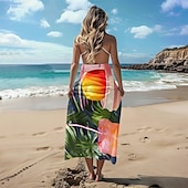 abordables juegos de toallas de playa-Toalla de playa estampada, manta de playa ligera, de secado rápido y sin arena, ideal para viajes, piscina y uso al aire libre.