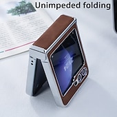 זול מארז סמסונג-מגן טלפון לאפל איירטאג Z Flip 6 Z Flip 5 Z Flip 4 Z Flip 3 תמיכה ספיגת מגנטים טעינה אלחוטית עמיד ללחץ רטרו PC עור PU