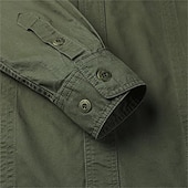 cheap Men&#039;s Work Shirts-Men&#039;s Shirt Summer Shirt Casual Shirt Button Up Shirt Cargo Shirt Black White Red khaki Dark Blue Long Sleeve Plain Shirt Collar Vacation Hawaiian Pocket Clothing Apparel 100% Cotton Fashion Casual