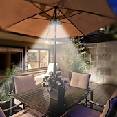 baratos Luzes de trabalho-Luz de guarda-chuva de pátio com 3 modos de brilho, sem fio, 28 luzes LED - 4 pilhas AA operadas, luz de poste de guarda-chuva para guarda-sóis de pátio, barracas de acampamento ou uso interno