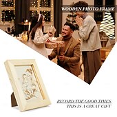 お買い得  女性向け-両親、パートナー、親友、誕生日、記念日、母の日、父の日、バレンタインデーに贈る、パーソナライズされた木製フォトフレームのカスタム彫刻ギフト