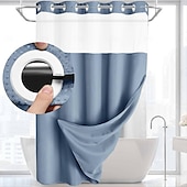 cheap Shower Curtains-Waffle Weave Shower Curtain 180cm*180cm(70&quot;*70&quot;) with Snap-in Fabric Liner Set, Solid Colored Hotel Style for Bathroom with Mesh Top Window