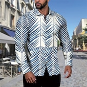 preiswerte Herrenhemd zum Knöpfen-Herren Hemd Sommerhemd Freizeithemd Strandhemd Knopfhemd Grau Blau Schwarz Hellgrün Dunkelgrün Grün Langarm Grafik Revers Urlaub Hawaiianisch Button-Down Bekleidung Polyester Mode Lässig Bequem