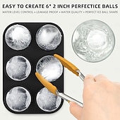 levne Pomůcky na led-Forma na whisky ledové koule - silikonový formiček o průměru 4,5 cm s individuálním víkem pro snadné plnění a vyjímání - 6 kulatých formiček na koktejly a bourbon