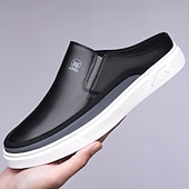 Недорогие Мужские клоги и мюли-мужские белые мюли — стильный дизайн слипонов с коричневыми акцентами, легкие и удобные для повседневной носки, неформальных выходов и путешествий