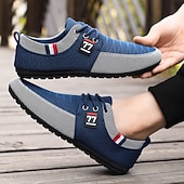 abordables Chaussures Décontractées à Lacets-Baskets décontractées bicolores en tricot pour hommes – Chaussures de sport à lacets en nylon respirant pour un usage quotidien