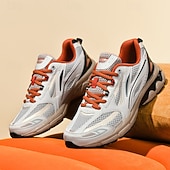Χαμηλού Κόστους Ανδρικά Sneakers-ανδρικά αθλητικά παπούτσια τρεξίματος λευκά και πορτοκαλί με ελαφρύ πλέγμα – ευέλικτα αθλητικά παπούτσια για μπάσκετ και καθημερινή χρήση