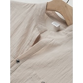 preiswerte Urlaub-Herren leinenhemd Popover-Hemd Freizeithemd Knopfhemd Einfach Urlaub Straße Weiß Gelb Rosa Aprikose Kurzarm Stehkragen Frühling &amp; Sommer Bekleidung Tasche