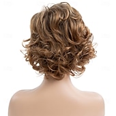 tanie starsza peruka-krótkie blond peruki dla kobiet krótkie fryzury pixie kręcone włosy peruka puszyste naturalne wyglądające syntetyczne włosy codzienne peruki