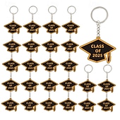 cheap Graduation Season-10 Pieces Class of 2025 Graduation Keychains Rubber Key Chains Grad Cap