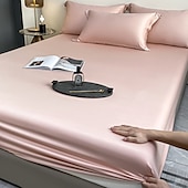 abordables Parures de draps-Drap-housse en soie glacée pièce unique housse de lit en soie glacée d&#039;été protège-matelas Simmons ensemble de trois pièces