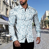 preiswerte Herrenhemd zum Knöpfen-Herren Hemd Sommerhemd Freizeithemd Strandhemd Knopfhemd Grau Blau Schwarz Hellgrün Dunkelgrün Grün Langarm Grafik Revers Urlaub Hawaiianisch Button-Down Bekleidung Polyester Mode Lässig Bequem