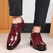 economico Mocassini-scarpe slip-on da uomo in similpelle con motivo coccodrillo bordeaux – scarpe casual eleganti per eventi smart-casual