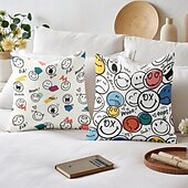 baratos Fronhas de Almofadas de Decoração-Sorriso Feliz Capas de Almofada Decorativas 1PC Almofada Quadrada Macia para Sofá para Quarto Sala de Estar Cadeira