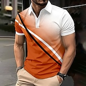 tanie Męska koszulka polo geometryczna-Męskie Geometryczny Tenké Gra polo Krótki rękaw Koszulki polo Koszule z kołnierzykiem Biznesowy swobodny Szkoła Athleisure Dzienne zużycie Druk 3D Lato Niebieski Pomarańczowy Zielony