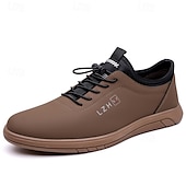 baratos Casual-tênis casual bege com cadarço para homens - calçados confortáveis para o dia a dia para passeios casuais