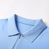 cheap Men&#039;s Elite Polo-Men&#039;s Silk Linen Cotton Business Casual Half Zip Short Sleeve Basic Formal Solid Color Zipper Summer Black Dark Navy Sky Blue Dark Green Gray