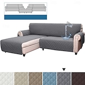 cheap Sofa Cover-Quilted Sofa Slipcover L Shape Sofa Cover Sectional Couch Cover Chaise Lounge Slip Cover Reversible Sofa Cover Furniture Protector Cover for Pets Kids Children Dog Cat