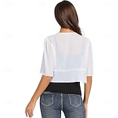 levne zábaly svatebních hostů-Ženský wrap elegantní ochrana proti slunci krátký rukáv chiffon svatební wrapy s čistou barvou pro svatbu v létě