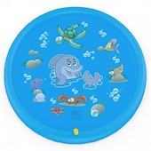 abordables Jouets de Plage et de Plein Air-Tapis de jeu d&#039;eau extérieur de 68 pouces, motif de vie marine multicolore, tapis anti-éclaboussures en PVC durable avec arroseur, antidérapant &amp;gonflable idéal pour les jouets aquatiques amusants de