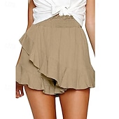 ieftine Pantaloni scurți din bumbac in-Pentru femei Pantaloni scurți inspirați din in Pantaloni Scurți Pantaloni Șic Stradă Casual Scurt Natural Simplu Bufantă Talie elastică Confortabil Respirabilitate Exterior În aer liber Ieșire Plajă