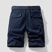baratos Clássico-Homens Bermuda Cargo Calção Shorts de verão Cintura elástica Bolso multi Bolso com aba Tecido Conforto Vestível Comprimento do joelho Ao ar livre Esporte Diário Moda Casual Preto Azul
