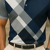 abordables Polo à blocs de couleurs pour hommes-Homme Bloc de Couleur Polo Manche Courte Polos Chemises à Col Vêtement décontracté de travaile École Extérieur Tenue quotidienne Impression 3D Été Bleu Violet Vert