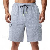voordelige Sweat short-Voor heren Cargoshorts Sweat short Korte broek Hardloopshorts Casual korte broek Trekkoord Elastische taille Meerdere zakken Effen Comfort Zacht Knielengte Buiten Casual Dagelijks Casual Sportkleding